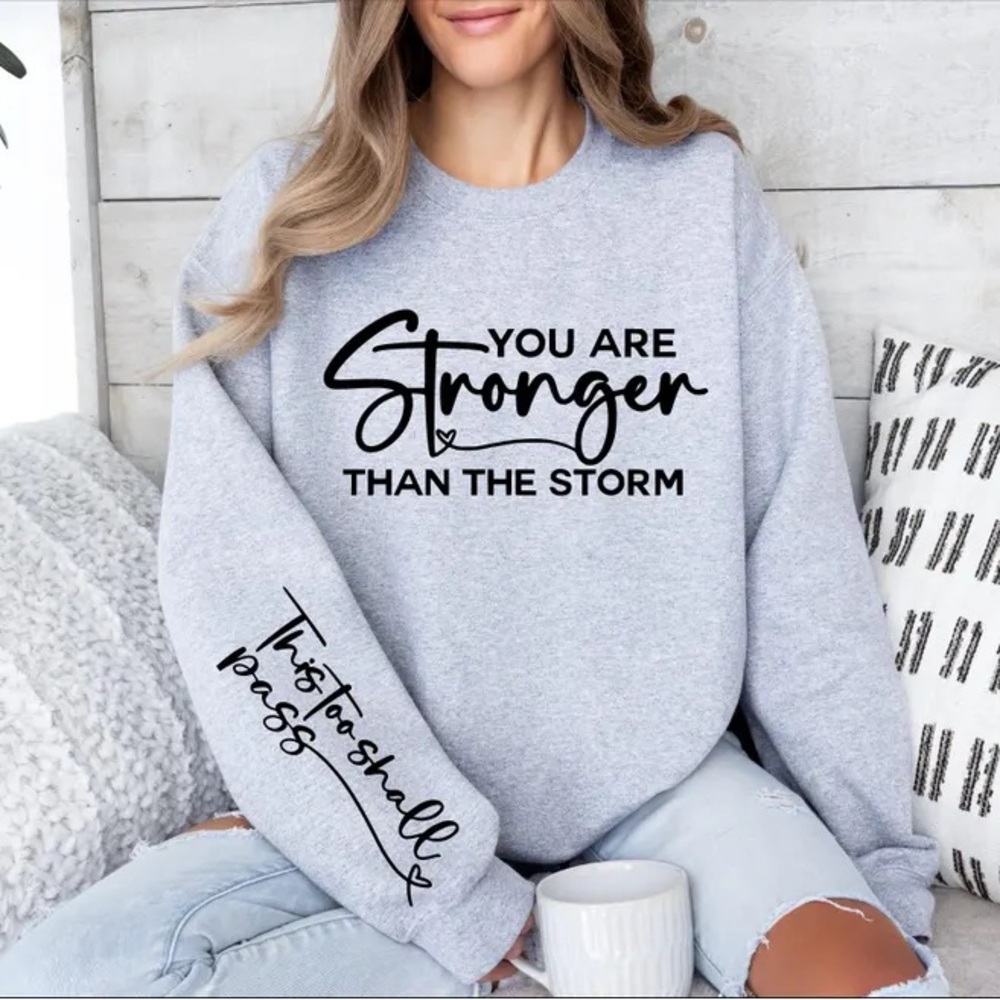 Gray Crew Neck Long Sleeve Sweatshirt